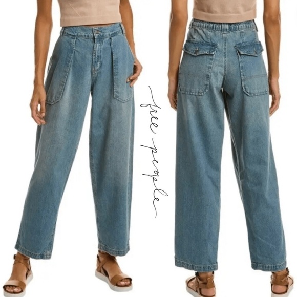Free People Maeve Low Slung Oversized Trouser Jeans Small - Picture 1 of 13